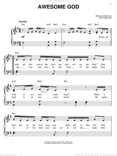 Chords & Lyrics Lead Sheet (SAT) Awesome God Dennis Prince Nolene Prince Keys Dm, Em. . Awesome god hillsong piano sheet music